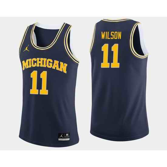 Men Michigan Wolverines Luke Wilson Navy College Basketball Jersey